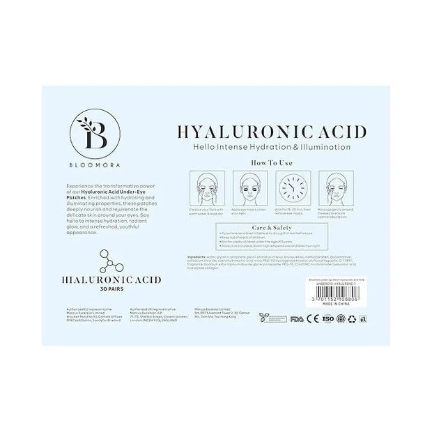 Hyaluronic Acid Under Eye Patches(30 Pairs) Under Eye Patches for Dark Circles, Under Eye Patches for Puffy Eyes and Dark ...