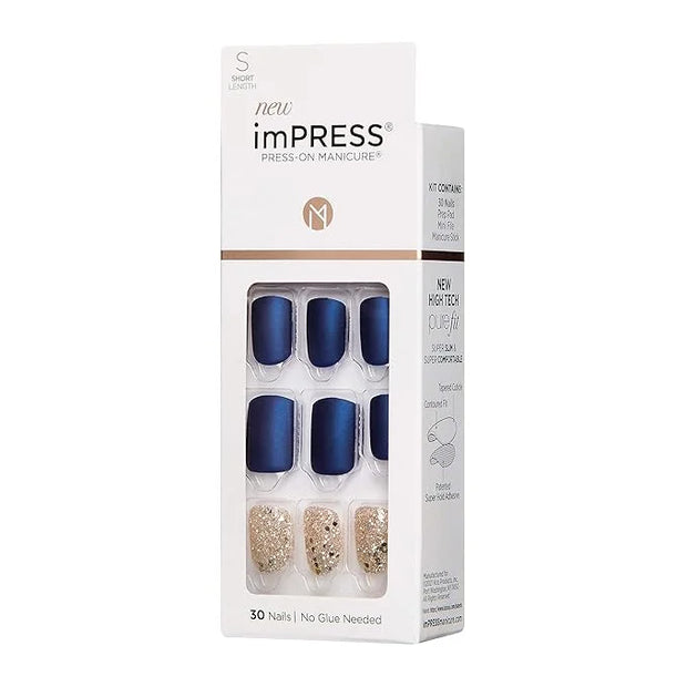 imPRESS Design, Press On Nails, Wannabe Star, Blue, Short, Size, Squoval, Shape, Includes 30 Nails, Prep Pad, Instructions...