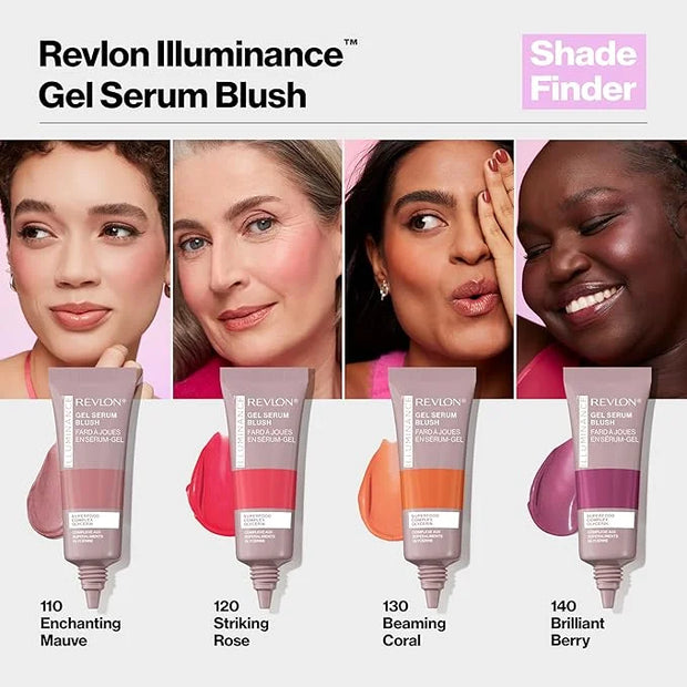 Revlon Illuminance Gel Serum Blush, Visibly Plump Cheeks, Dewy Finish and Hydrates All Day, 140 Brilliant Berry, 0.37 fl o...