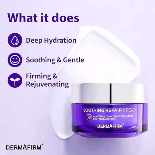 Dermafirm Soothing Repair Hydrating Face Cream R4 | Daily Face Moisturizer Facial Lotion with Eucalyptus, Peptide and Coll...