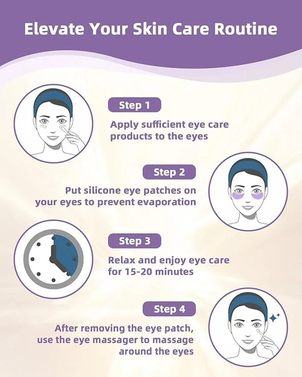 2 Pairs Reusable Under Eye Wrinkle Patches Silicone Mask, Plump Fine Lines & Wrinkles, with Metal Eye Cream Applicator, Ti...