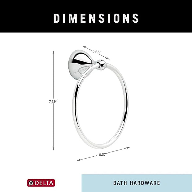 Delta Foundations (1-Pack) Hand Towel Holder Polished Chrome Towel Racks for Bathroom Wall Round Towel Ring Holder for Bat...