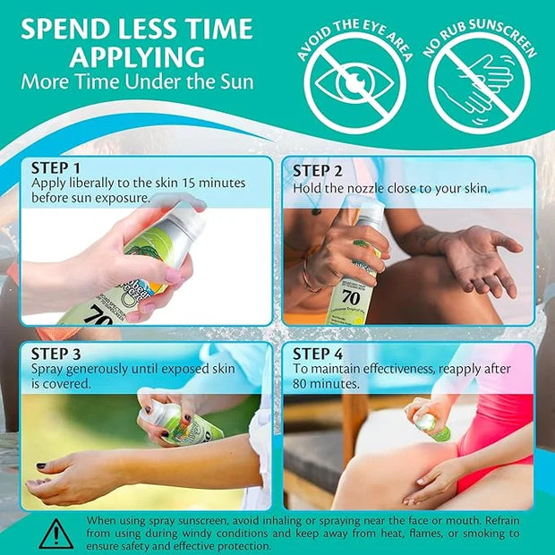 Continuous Tropical Mist Spray Sunscreen SPF 70, Reef Safe Sunscreen Spray, Up to 80 Minutes Water Resistant Sunscreen Fac...