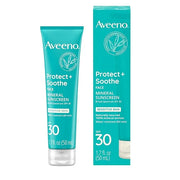Aveeno Protect + Soothe Face Mineral Sunscreen with Broad Spectrum SPF 30 for Sensitive Skin, Lightweight & Non-Greasy Fac...