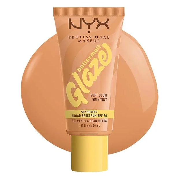 NYX PROFESSIONAL MAKEUP Buttermelt Glaze Soft Glow Skin Tint + SPF 30, Up To 12HR Wear, 02 Vanilla Bean Butta - Product Image