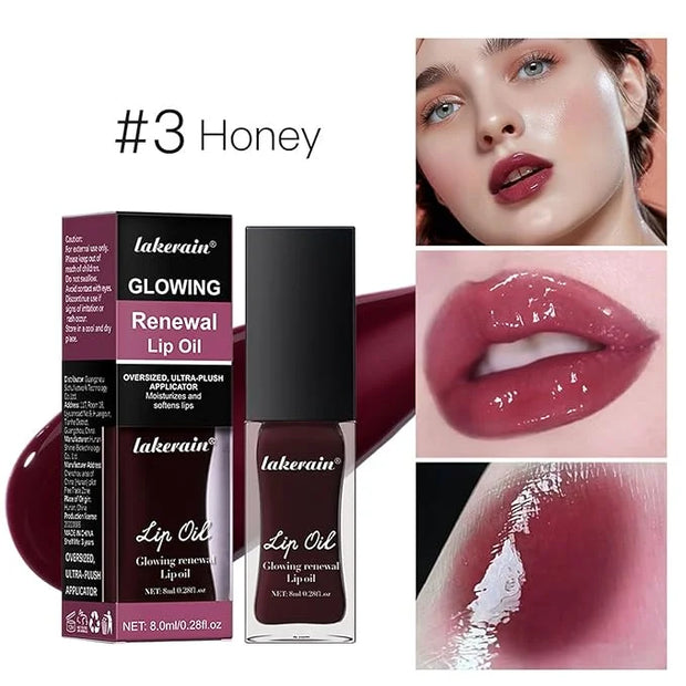 3 Colours Hydrating Lip Tinted Oil, Moisturizing Crystal Jelly Lip Gloss Ultra-Shiny Finish Soften & Smoothes Lips Texture...