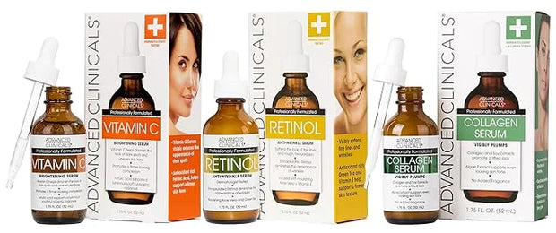 Advanced Clinicals - Retinol Serum For Face, Firming Collagen Serum, Vitamin C Serum Skincare Set, 1.75 Fl Oz, 3pc Set - P...