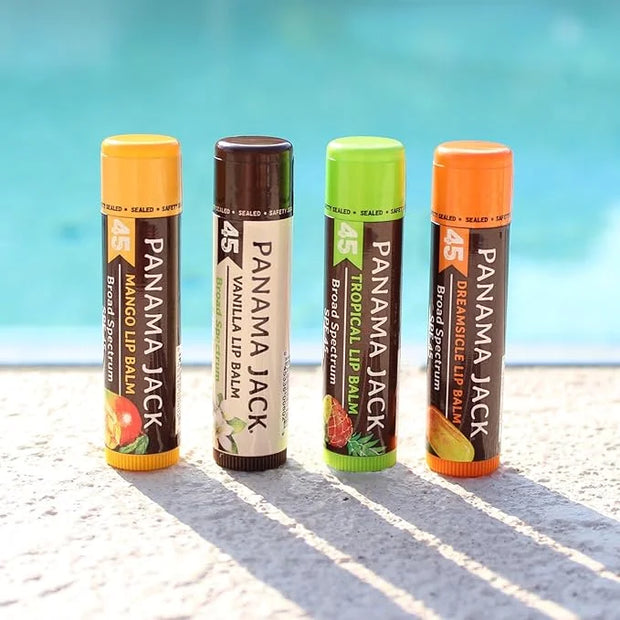 Panama Jack Sunscreen Lip Balm - SPF 45, Flavor Pack, Broad Spectrum UVA-UVB Sunscreen Protection, Prevents & Soothes Dry,...