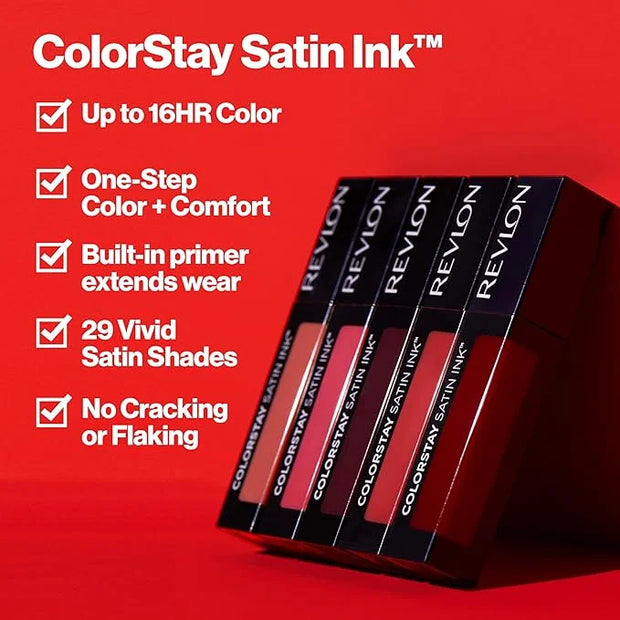 Revlon ColorStay Satin Ink Liquid Lipstick, Longwear Rich Lip Colors, Formulated with Black Currant Seed Oil, 024 Perfect ...