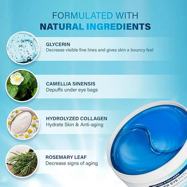 Under Eye Patches for Dark Circles: Under Eye Mask for Wrinkles - Eye Bags - Fine Lines - Puffy Eyes - Gel Mask - Amino Ac...