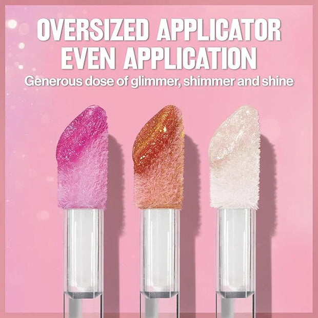 REVLON Super Lustrous Glimmer Gloss Gift Set, 3-Piece, Non-Sticky Lip Makeup, Plant-Based Glitter, High-Shine Finish, 008 ...