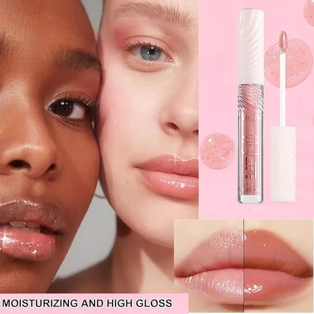 pink Honey Lip GlossTinted Glitter Lipgloss Lip Oil Teens Moisturizing Lipstick Lip Balm High Shine And Vegan Plumping Lip...