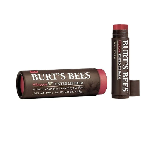 Burt's Bees 100% Natural Tinted Lip Balm, Hibiscus with Shea Butter & Botanical Waxes – 1 Tube - Product Image