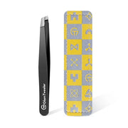 Expert Slant Tip Tweezers with Leather Case, GlamTweeler Sharp & Precision Stainless Steel Tweezer for Eyebrows, Facial Ha...
