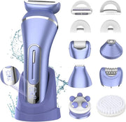 Electric Shavers for Women, 7 in 1 Hair Removal Kit with Epilator Bikini Trimmer Face Razor Body Brush Face Massager Foot ...