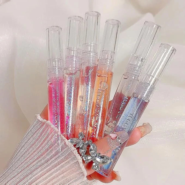 2Pcs Plumping Lip Gloss, Lustrous Dewy Finish Moisturizing Shimmer Color Changing Lip Stain Tinted Lip Balm Long Lasting N...