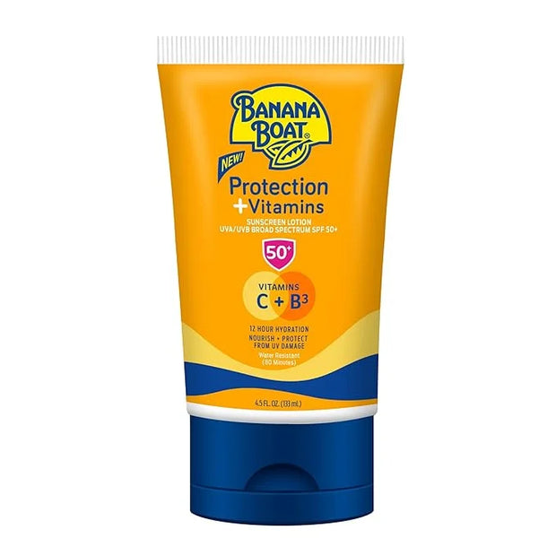 Banana Boat Protection + Vitamins Sunscreen Lotion SPF 50, 4.5 oz - Nourishing, Moisturizing, Vitamin C, Niacinamide, Wate...