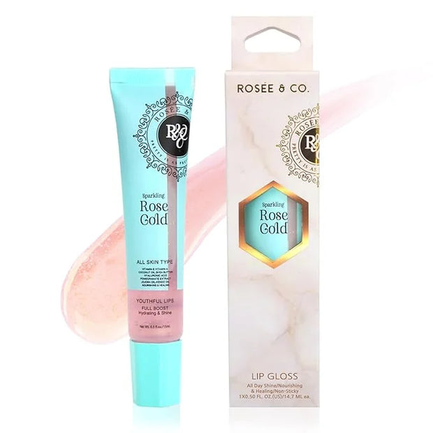 Rosee Lip Gloss Vegan & Cruelty Free Treatment, Professional Make up, Long Lasting Glossy with Shea Butter, Moisturize, Pr...