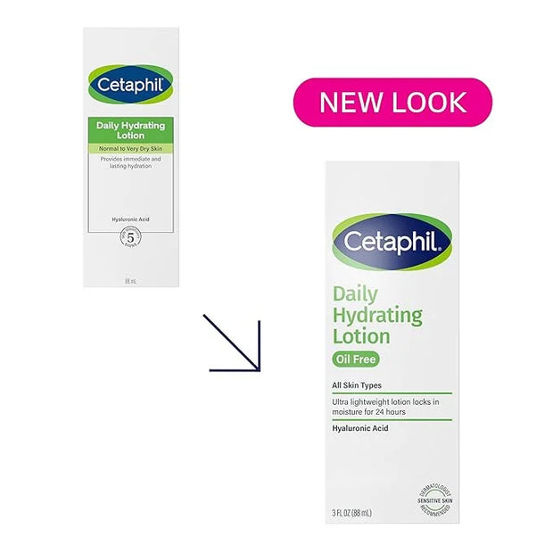 Cetaphil Daily Hydrating Lotion for Face, With Hyaluronic Acid, 3 fl oz, Lasting 24 Hour Hydration, for Combination Skin, ...