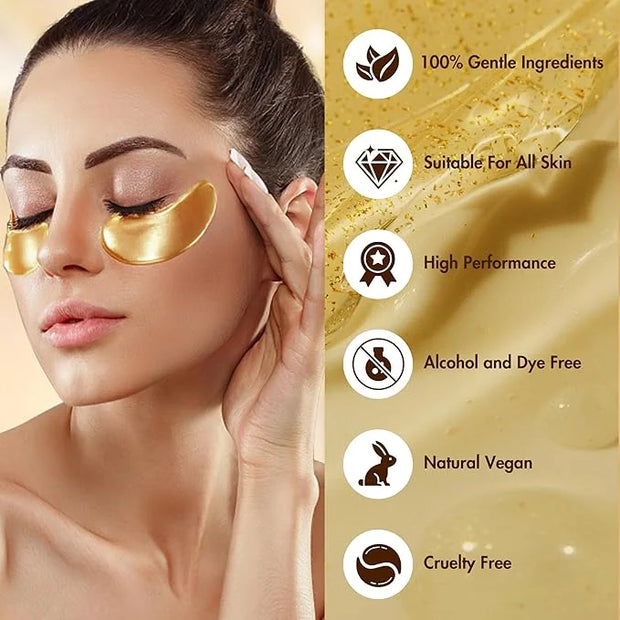 GEMERRY Under Eye Patches 60 Pcs - 24K Gold Under Eye Patches for Puffy eyes, Dark Circles, and Smooth Wrinkles, Perfect G...
