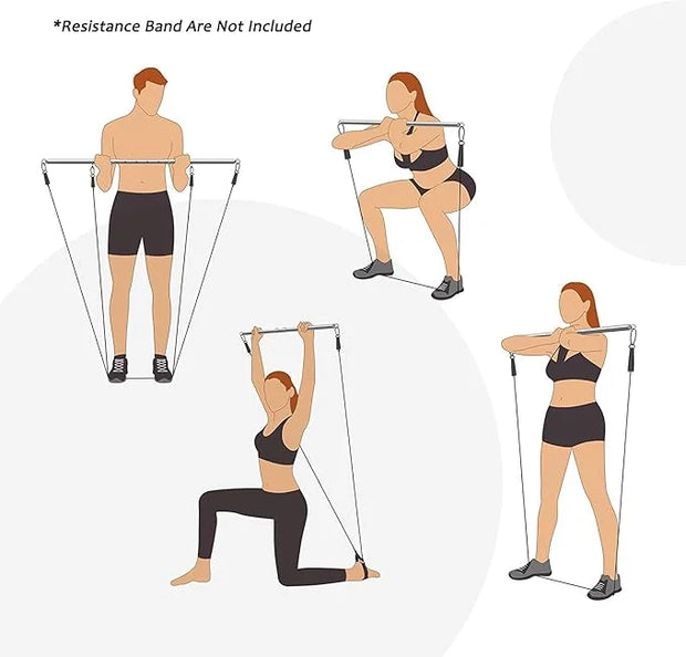 2pcs Silver Pilates Spreader Bar Kit Sports Aid - Product Image