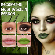 Green Matte Liquid Lipstick Set with Black Eyeshadow Powder, Halloween Goth Lip Gloss Waterproof Longlasting DIY Cute Uniq...