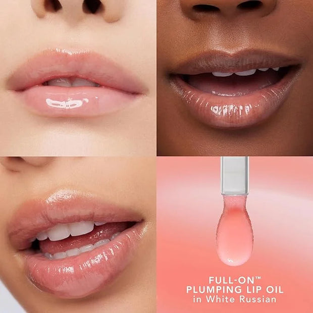 Buxom Full On Glossy Lip Oil in White Russian Power Line Plumping Lip Liner in Hush Hush Henna - Product Image
