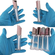 COSIDEA 15pcs Round Empty 5ml 0.17oz lip gloss tubes with wand and Gradient pink leather slope cap Lipgloss tube container...