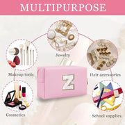 Initial letter patch makeup bag,