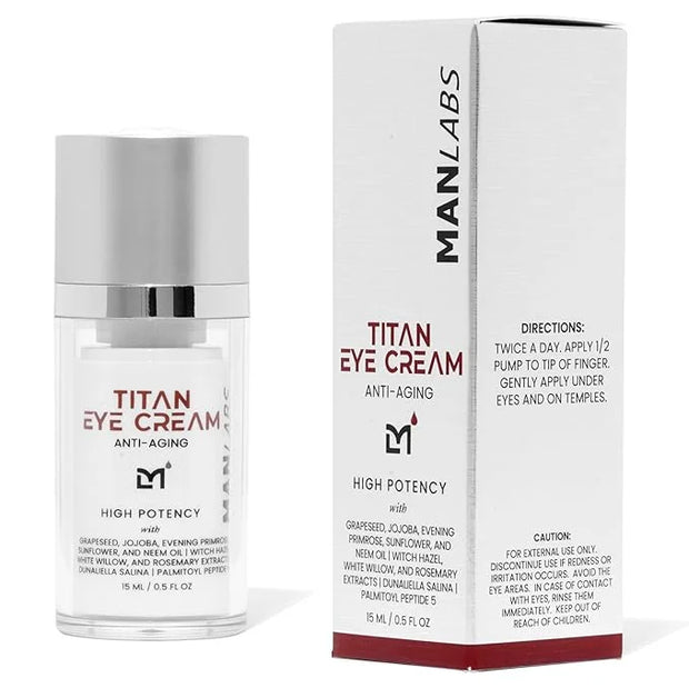 Titan Mens Eye Cream Anti Aging Bags & Dark Circle - Eye Bags Treatment for Men, High Potency Wrinkle Cream for Men, Herba...