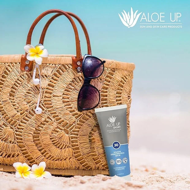 Aloe Up Sport Sunscreen Lotion SPF 30 - Broad Spectrum UVA/UVB Sunscreen Protector for Face and Body - With Hydrating Aloe...