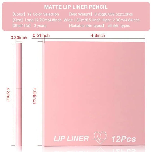 evpct 12Pcs Retractable Lip Liners Pencils Set Pack for Shaping & Sculpting Lips, Mauve Maroon Red Orange Nude Coffee Brow...