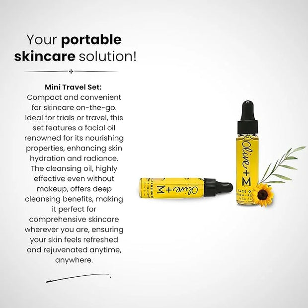 Facial Skin Care Set, Skincare Kit with Oil Cleanser and Hydrating Face Oil, Anti-Aging Moisturizer, Travel Size Mini Make...