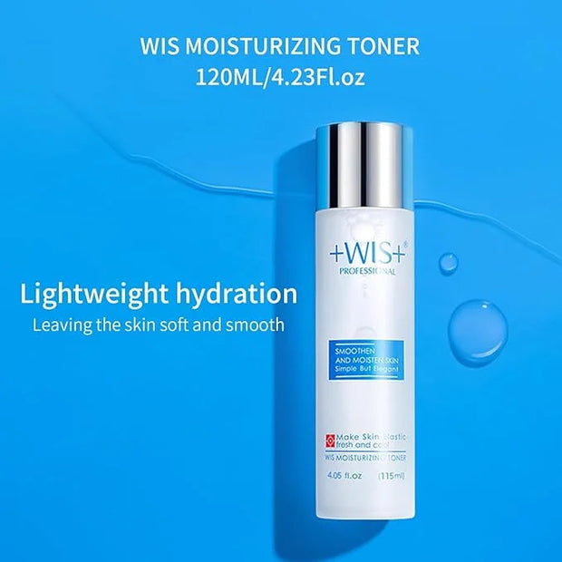 '+WIS+ Moisturizing 4-Piece Skin Care Set - with Facial Cleanser, Toner, Lotion, Cream for for Cleansing, Hydration, Repai...