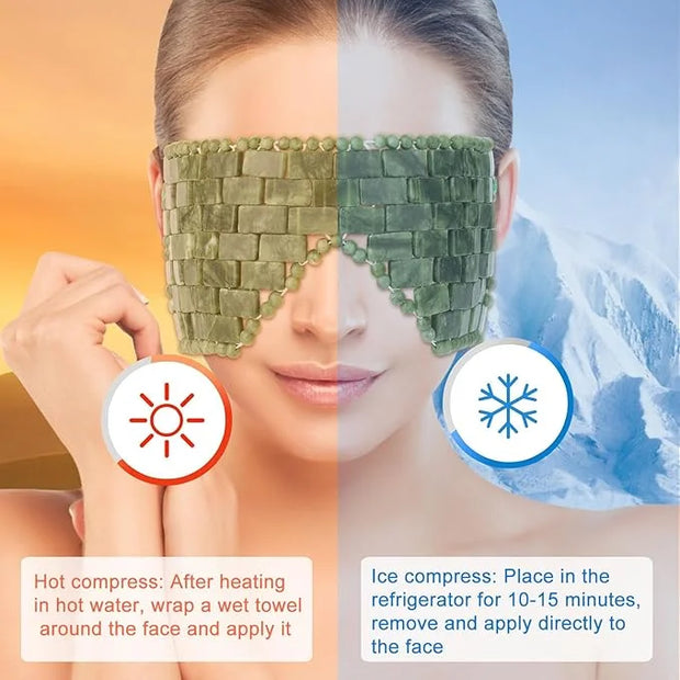 Jade Eye Mask,Large Facial Cooling Mask with 100% Real Jade for Hot & Cold Therapy,Green Stone Facial Eyes Sleeping Mask R...