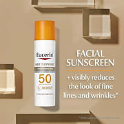 Eucerin Sun Sunscreen Pack with Hyaluronic Acid, Advanced Hydration SPF 50 Sunscreen Lotion, 5 Fl Oz Tube + Age Defense Fa...