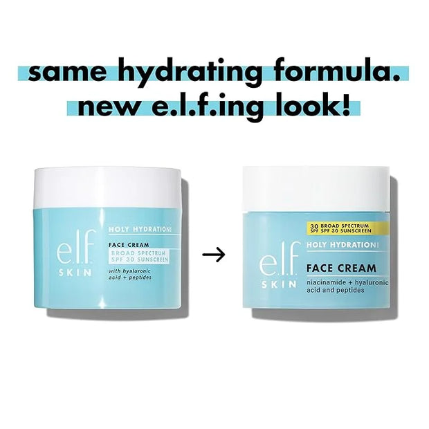 e.l.f. Holy Hydration! Face Cream, Broad Spectrum SPF 30 Sunscreen, Moisturizes & Softens Skin, Quick-Absorbing & Ultra-Hy...