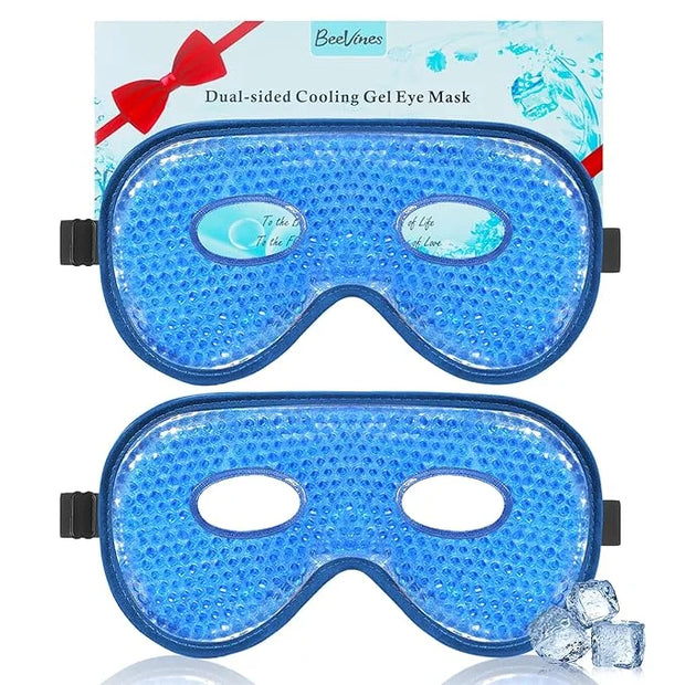 BeeVines Gel Eye Mask, 2 Pack XL Jumbo Size Cooling Ice Masks for Puffy Eyes for Men & Women, Cold & Warm Compress for Pos...