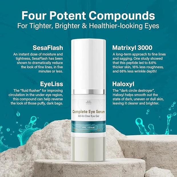 Sun Coast Sciences - Complete Eye Serum by Dr. Mark Rosenberg for Wrinkle Reduction, Dark Spot Fading, and Under-Eye Bags ...