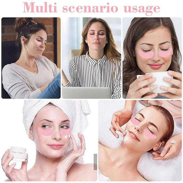 Under Eye Patches Silicone - 2 Pcs Reusable Eye Patches, Plump Fine Lines & Wrinkles with Metal eye Cream Applicator, Tin ...