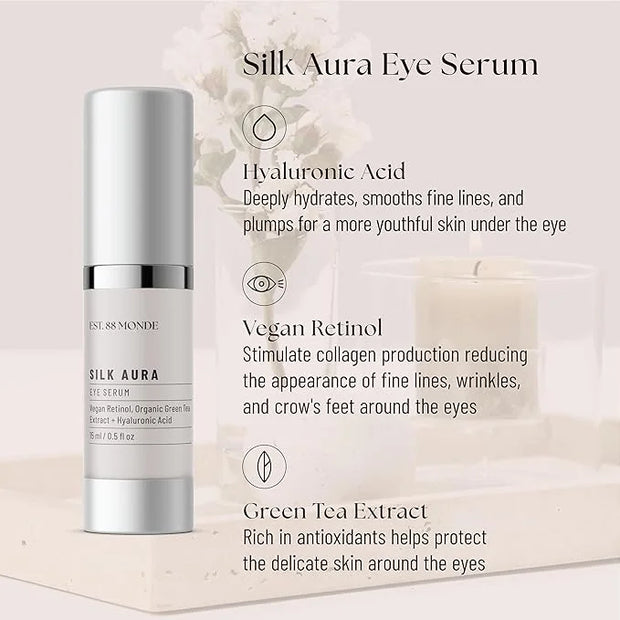 EST. 88 Monde Under Eye Serum – Vegan Retinol & Hyaluronic Acid, Treats Dark Circles, Eye Bags, Puffiness, Fine Lines & Wr...