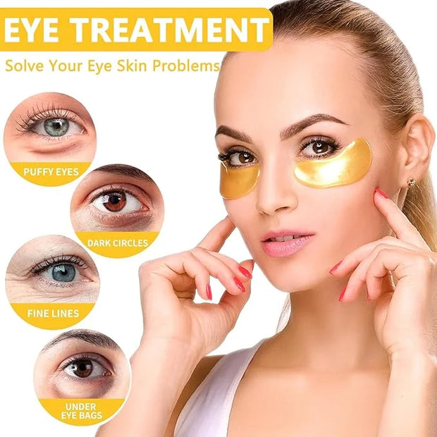30 Pairs Under Eye Patches, 24k Gold Under Eye Mask For Puffy Eyes,Dark Circles,Bags, Nourishing Collagen Under Eye Gel Pa...