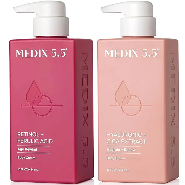 MEDIX Retinol Body Lotion + Hyaluronic Acid Cream Body Moisturizer Skincare Set | Hydrating + Firming Body Lotion For Impr...