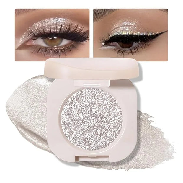 Monochrome Glitter Eyeshadow - Slive Shimmer Eye Shadow, Talc-Free, Paraben-Free, Cruelty-Free, Long-Lasting Single Eyesha...