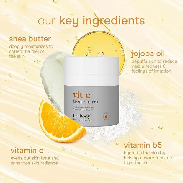 Baebody Made in USA Vitamin C Face Moisturizer - Brightening Vitamin C Cream Moisturizer with Jojoba Oil - Anti Aging and ...