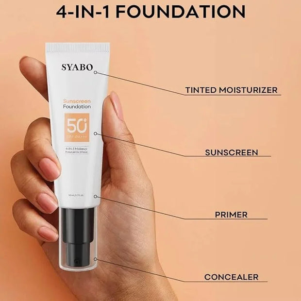 Tinted Sunscreen for Face, SPF 50 Face Sunscreen, Hydrating Sun Essence, Concealer Sunscreen, Lightweight Travel Size Agai...