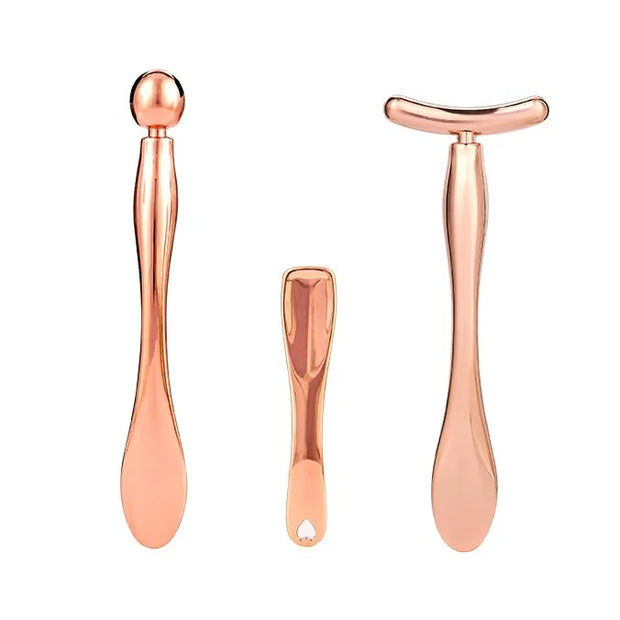 3Pcs Metal Eye and Face Cream Applicator Stick Cosmetics Spoon Spatula, Massager Tool for Facial Massage, Reduce Puffiness...