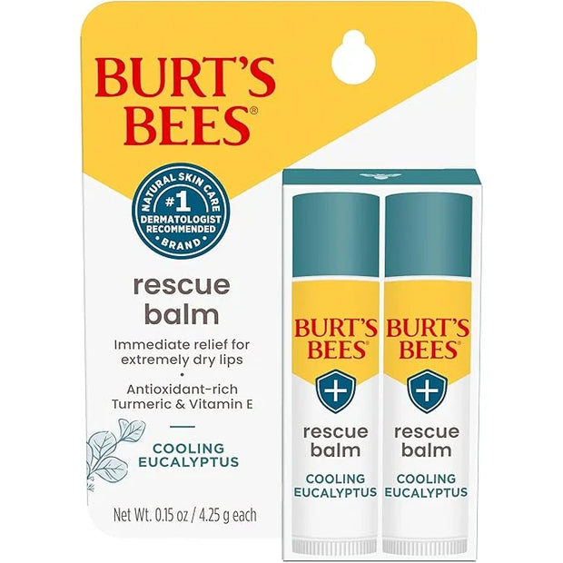 Burt's Bees 100% Natural Origin Rescue Lip Balm With Beeswax and Antioxidant-Rich Turmeric Promotes Healing Of Extremely D...