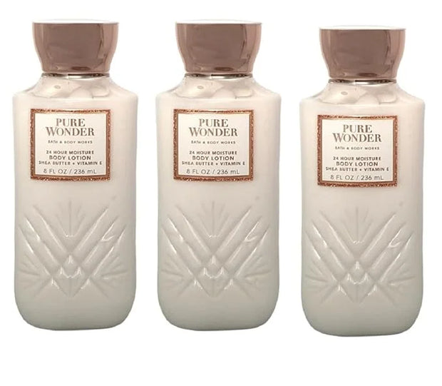 Bath & Body Works PURE WONDER 24 HR Moisture Body Lotion Lot of 3 - Full Size - Product Image