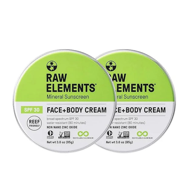 Raw Elements Face and Body Mineral Sunscreen SPF 30 Tin, Organic Sunblock Daily Protection, Non Toxic Reef Safe, Water Res...